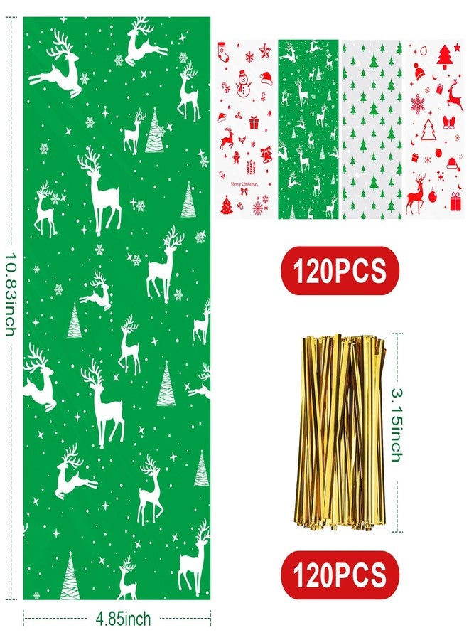 Yixiang 120 PCS Christmas Cellophane Goody Bags Assortment for Holiday Treats, Christmas Party Favors, Cello Candy Bags, Goodie Bags for Party Supplies - Image 2
